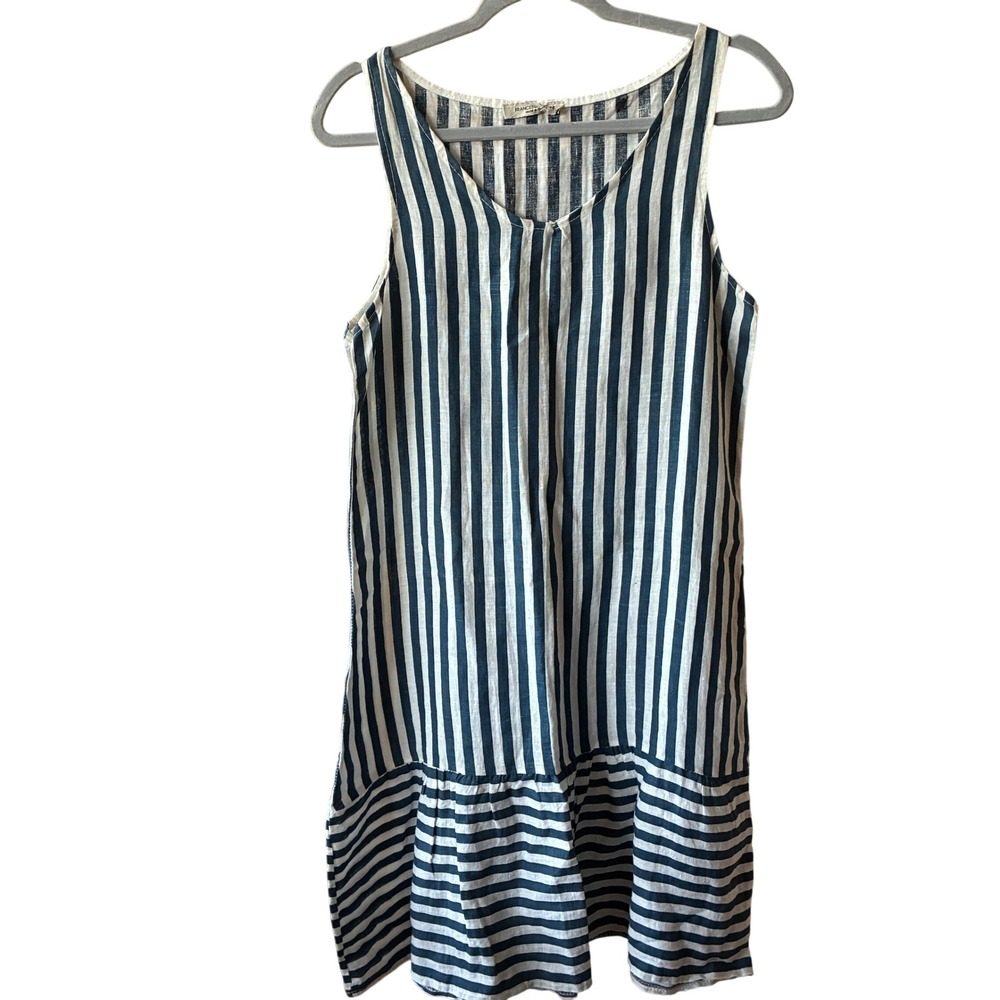 Francesca Bettini linen Dress Women XS Blue White Striped Sleeveless  Italy
